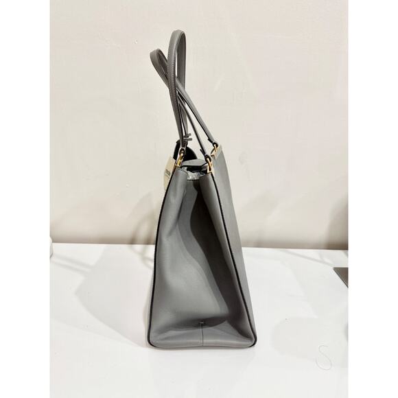 Fendi 2Jours Gray Textured Leather Double Shoulder Top Handle Handbag - Picture 5 of 12